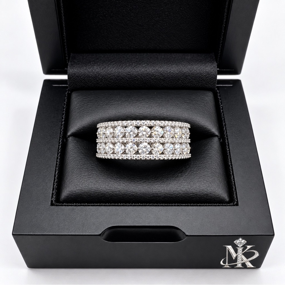 925 Sterling Silver 4.00CTW MOISSANITE Half Eternity Band Ring Size 11